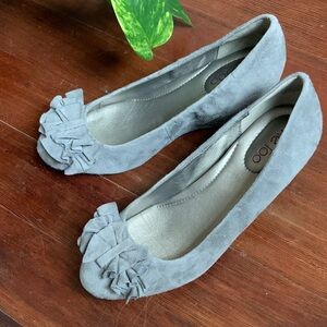Me Too suede wedge ballet pumps